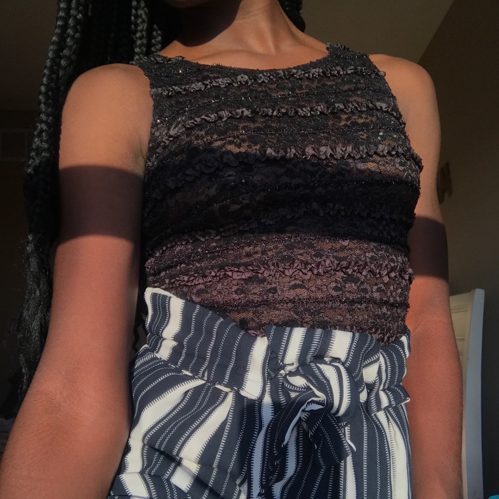 Black floral tank top